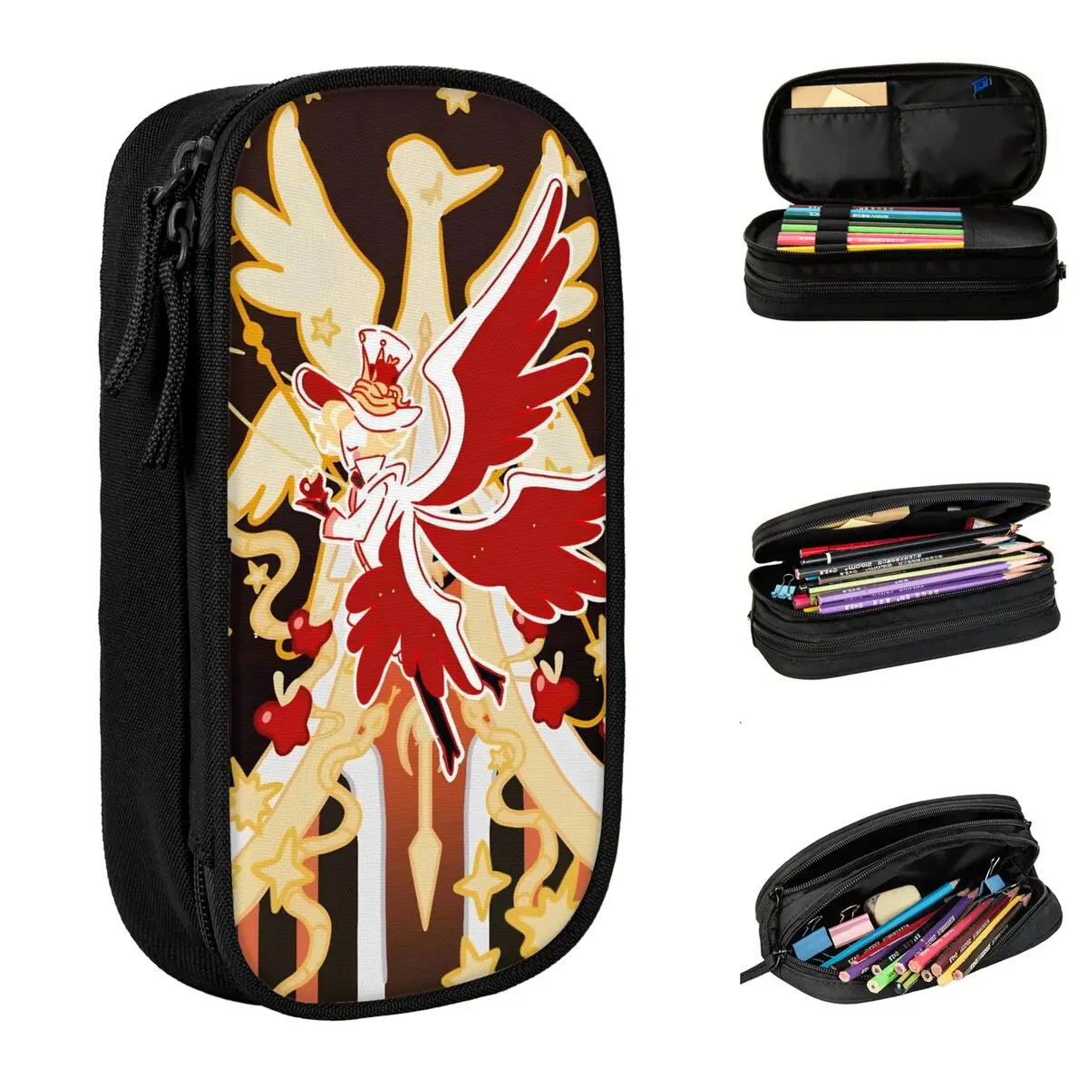 

Пенал Hazbin Hotel Lucifer Black Comedy, милый пенал-коробка для ручек, большая сумка для хранения, студенческий пенал на молнии для офиса