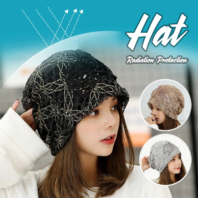 Women Lace Silver Fiber Anti Radiation Cap Pregnant Women Confinement Hat Emf Shielding Protection Breathable Microwave Beanies