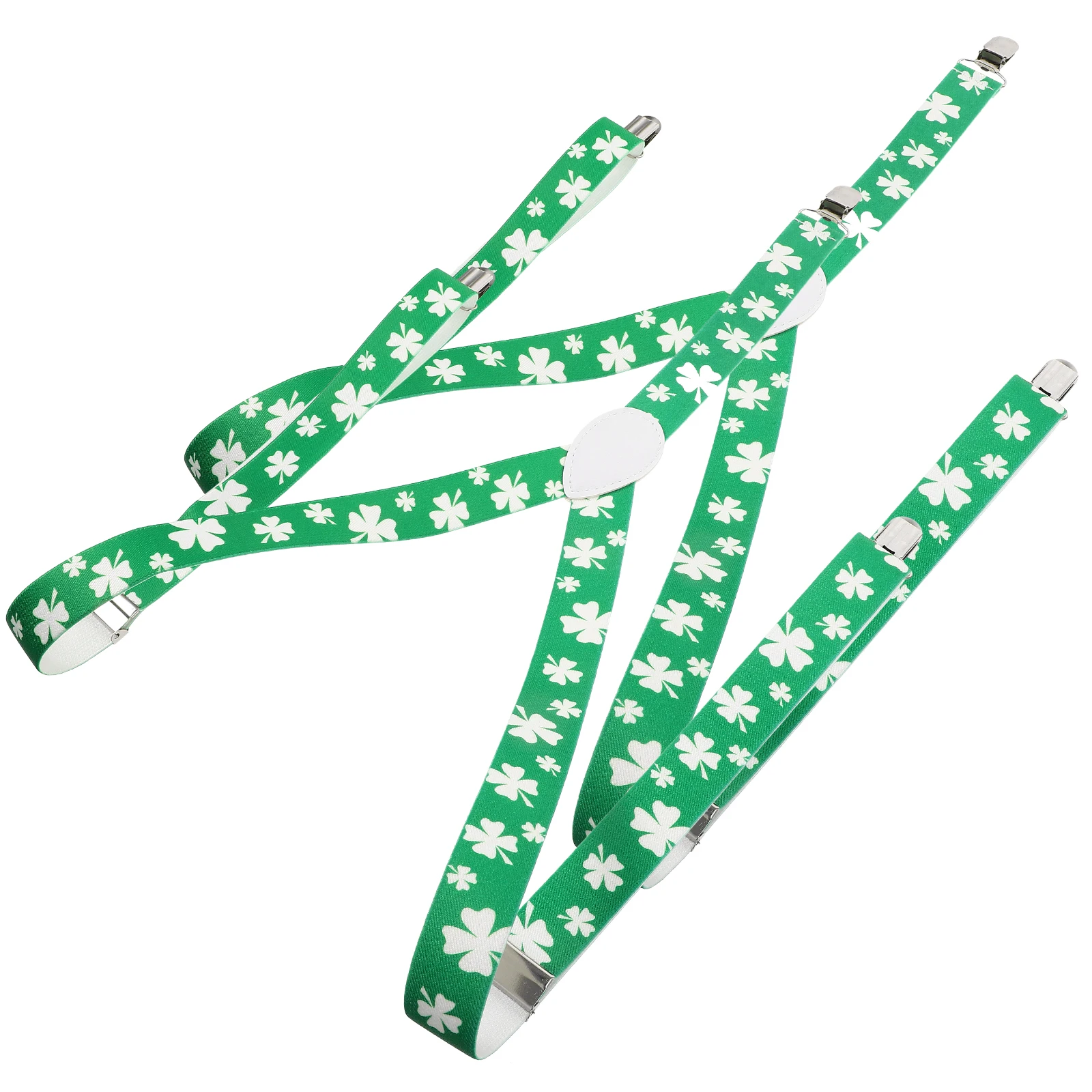 

2Pcs Elastic Suspenders Adjustable Clip On Unisex Clover Printing Mens Pants Garter Accessories Birthday Party Daily Wear