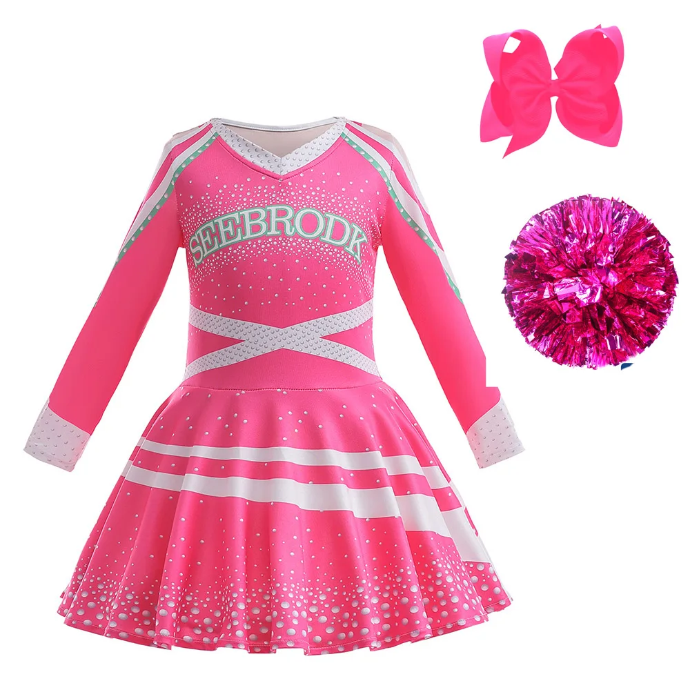 Girls Cheerleader Costume Cheer Uniform Dress carnival competition Game play Uniform DressUp with Accessory Bow Hair Clip Sets