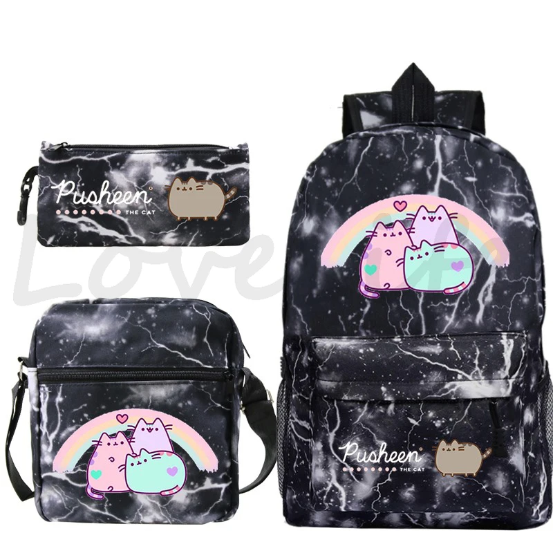 Cartoon Cat School Backpacks Kawaii Bookbag Students Girls Boys Back To School bag 3pcs/set Gift Mochila Children School Bags