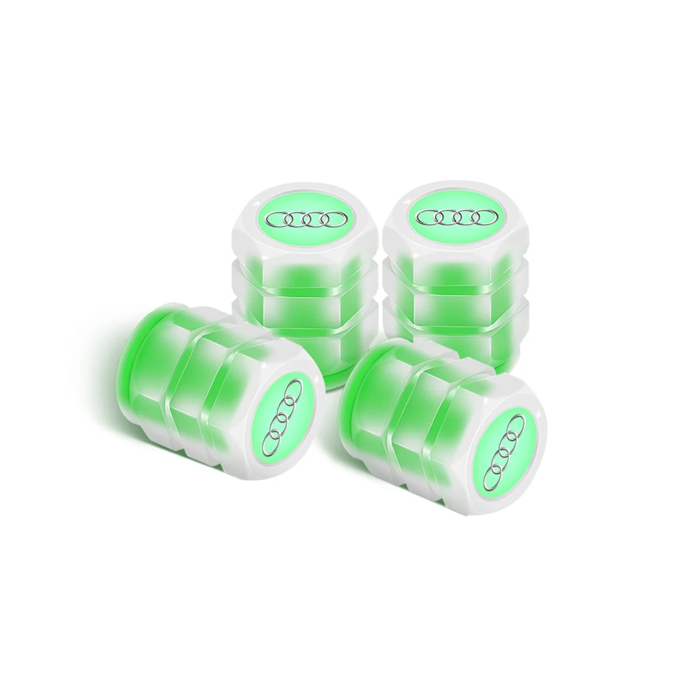 4Pcs/set Fluorescent Green Car Tire Valve Caps Dust-proof Covers Decoration For Audi A3 A4 B8 8P B9 8V B6 A5 Sline Accessories