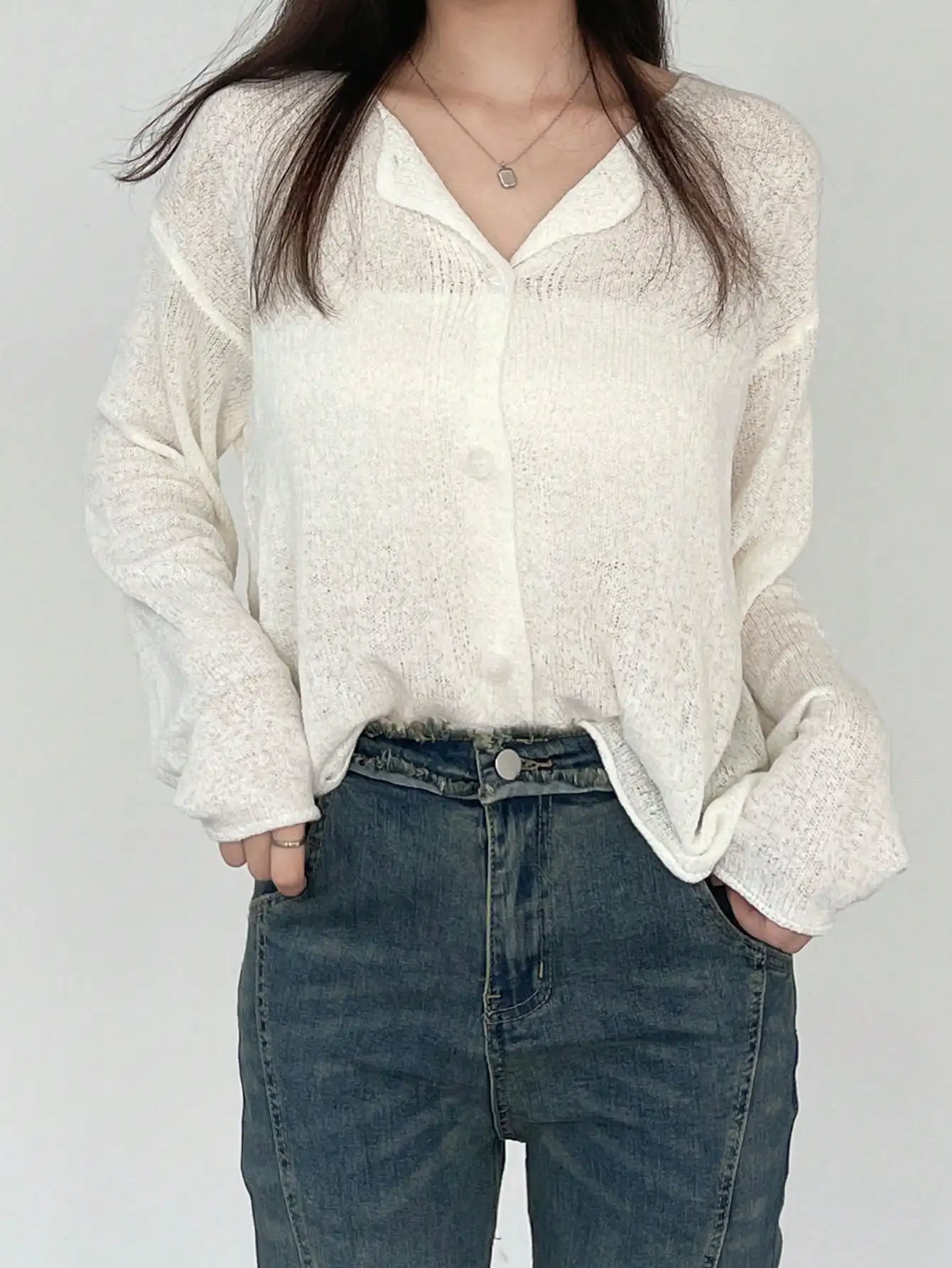 Korean Chic Summer Thin Knitted Cardigan for Women, High-End, Age-Reducing, Fashionable Top for Outer Wear