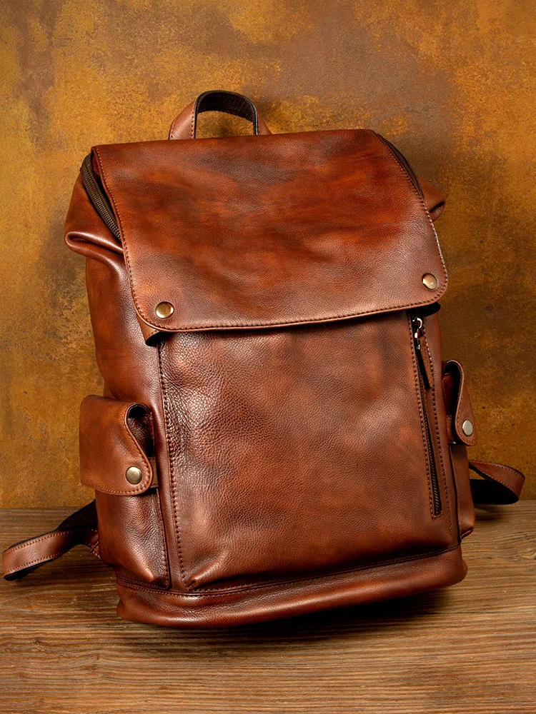 حقيبة ظهر جلدية للرجال من Newsbirds حقيبة ظهر كلاسيكية فاخرة على الموضة حقيبة سفر حقيبة ظهر مدرسية للرجال حقيبة نهارية من الجلد للرجال #3