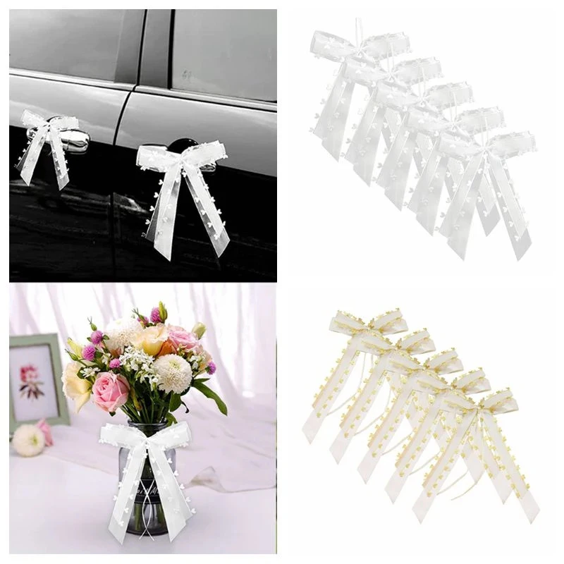 30Pcs Wedding Bowknots Ribbon Bows Ribbon Bow Cars Party Festival Wedding Arch Decor Birth Gift Party Hair Band DIY Decoration