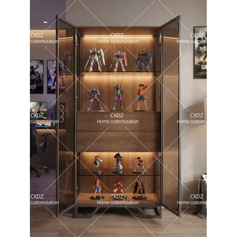 Figure display cabinet Glass door Blind box Lego building block Home display cabinet Living room Premium sense transparent