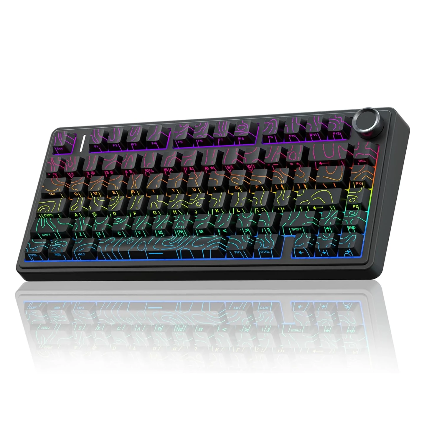 AULA F75 Wireless Mechanical Keyboard with Knob75% Hot Swappable Custom Gaming Keyboards RGB Backlit Keyboard for Gamer