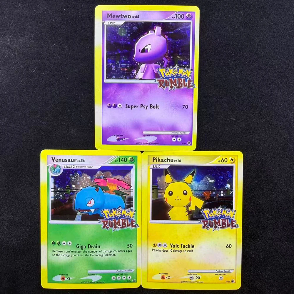 DIY TCG PKM Card 2009 English Rumble Promo Venusaur Mewtwo High Quality HoloAnime Game Cards Gift Toy