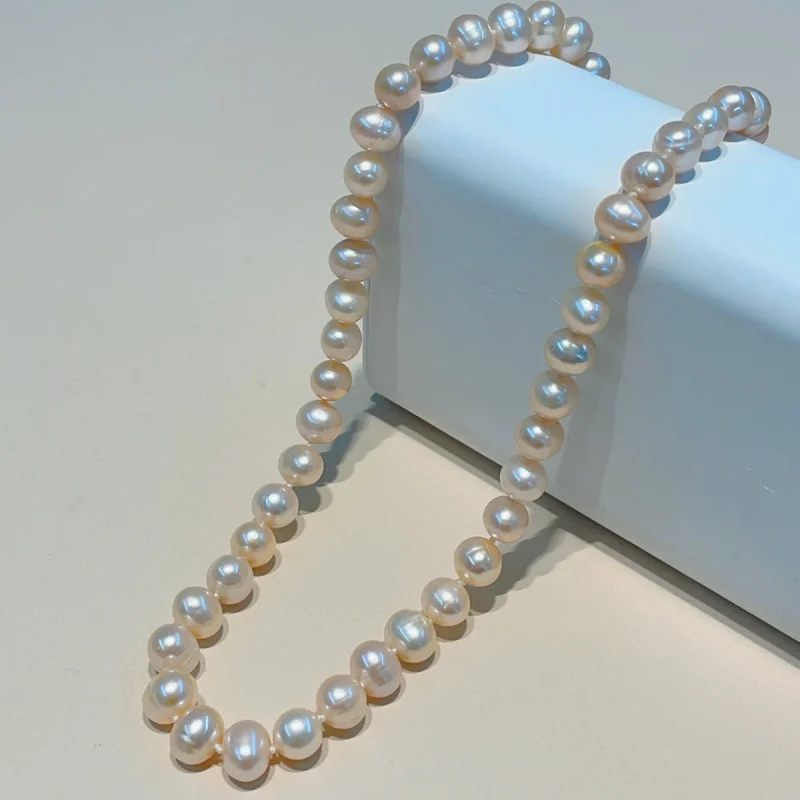 8-9Mm Natural Nuclear Pink Orange Pearl Necklace