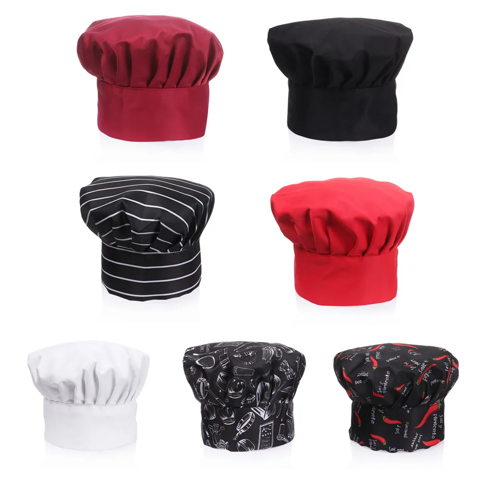 Einstellbare Chef Hut Gestreiften Arbeits Kappe Restaurant Küche Baker Catering Kochen Kappe Frauen Männer Unisex Plain Uniform Herd Hut