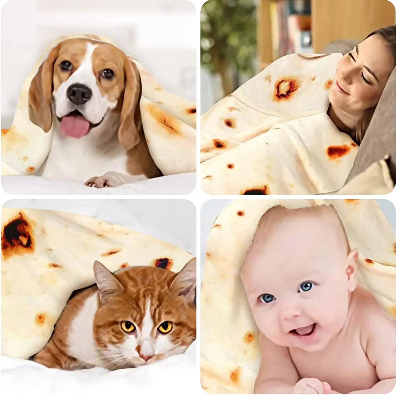 Tortilla Burrito Throw Blanket, For Kids Useful Baby Stuff Funny Novelty Food Throw Newborn Toddler Swaddle Throw Blankets