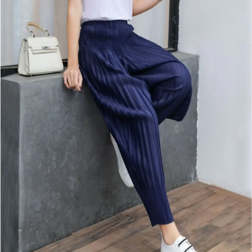 Pleats Pleated Small Leg Pants Casual Temperament Large Size Simple Women\'s Radish Women\'s Spring Summer Thin Pants Plus Size