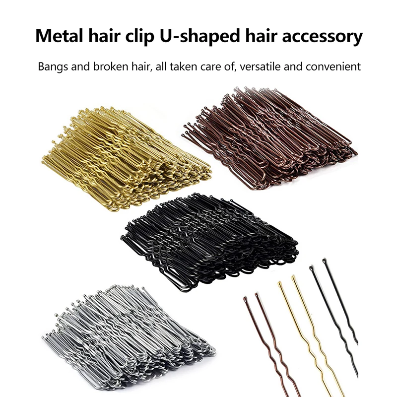 100 PCS/Bag 5cm/6cm U Shaped Alloy Hairpins Waved Hair Clips Simple Metal Bobby Pins Barrettes Bridal Hairstyle Tools Hair Pins