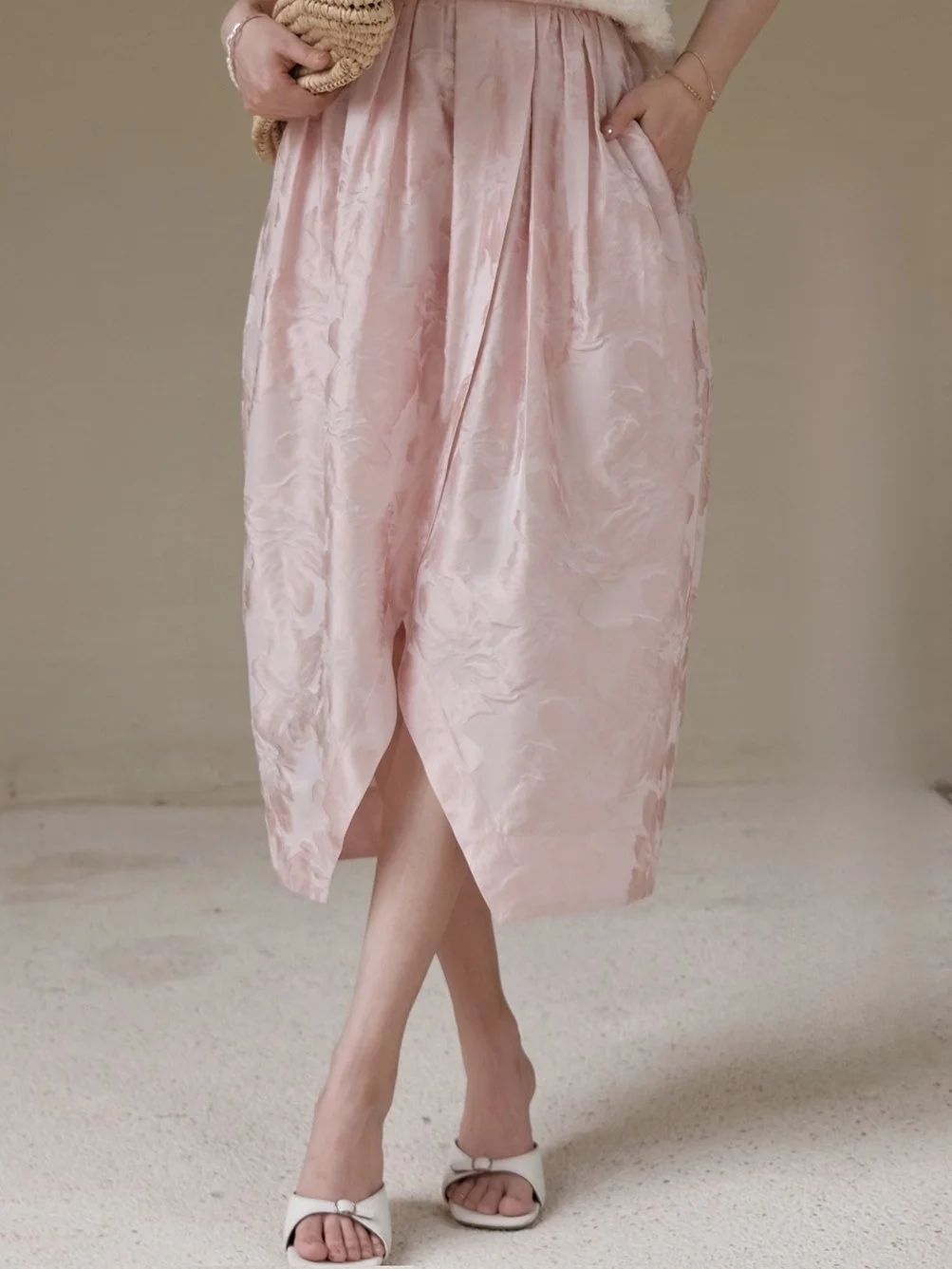 

Elwing Original Acetate Emed Floral Design f Skirt Women's Summer Ele Silhouette Tulip Bud Skirt High Waist A-Line