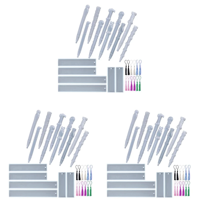 NEW-Silicone Molds For Resin, Epoxy Molds With 30Pcs Resin Pen Molds, 18Pcs Bookmark Resin Molds For DIY Crafts, Gifts