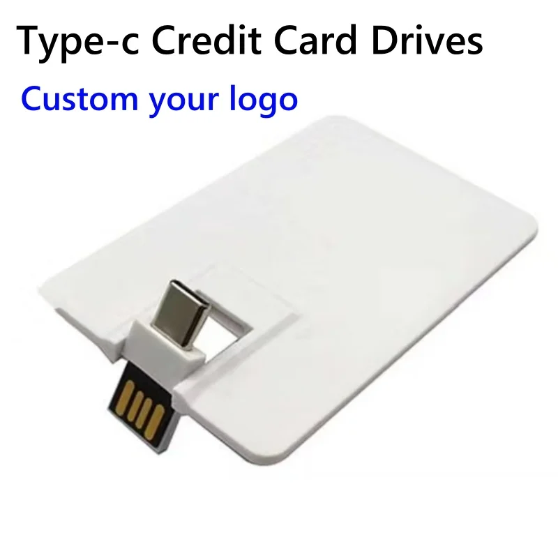 Custom Logo Credit Card USB Flash Drive 4GB drive 2 In1 Type-C Usb Flash Drive For Smart Phones Computer Laptop Car Memory Stick
