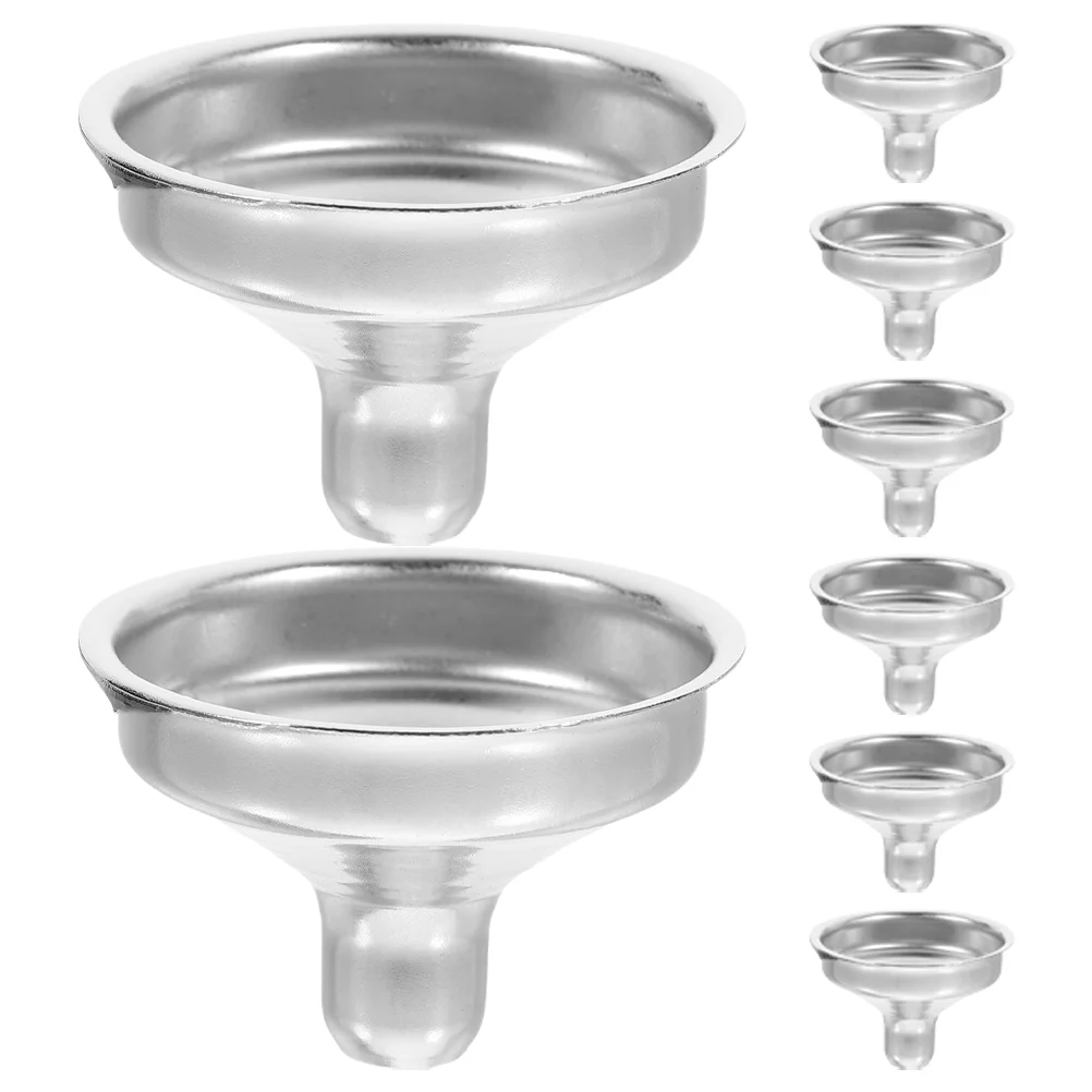 

8 Pcs Funnels Stainless Steel Liquid Transferring for Flasks Kitchen Auxiliary Tool Small Silver