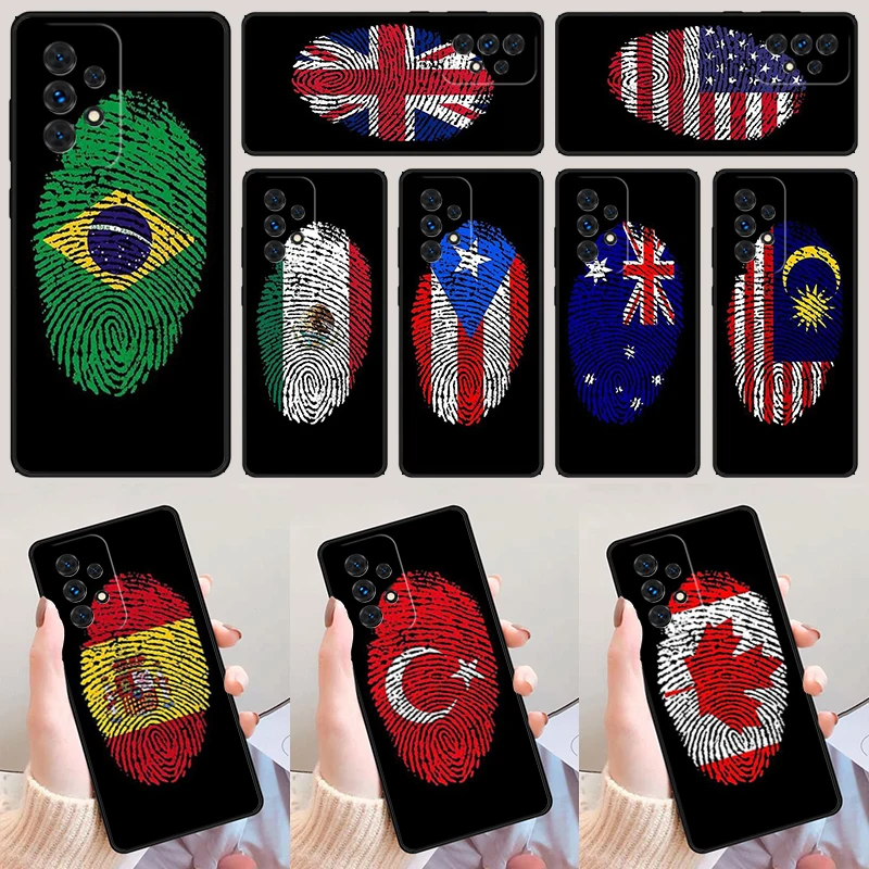 National Flag fingerprint For Samsung A52 A72 A73 A20e A21S A50 A70 A11 A12 A42 A31 A40 A51 A71 A32 A80 A91 Phone Case Cover