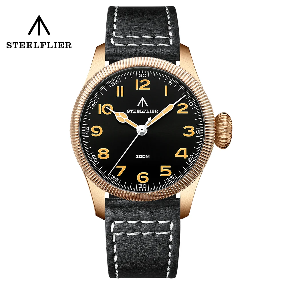 

STEELFLIER Official SF741S Bronze Dive Pilot Sapphire Mirror Swiss Luminous 20Bar Waterproof VH31 Mute Movt Luxury Quartz Watch