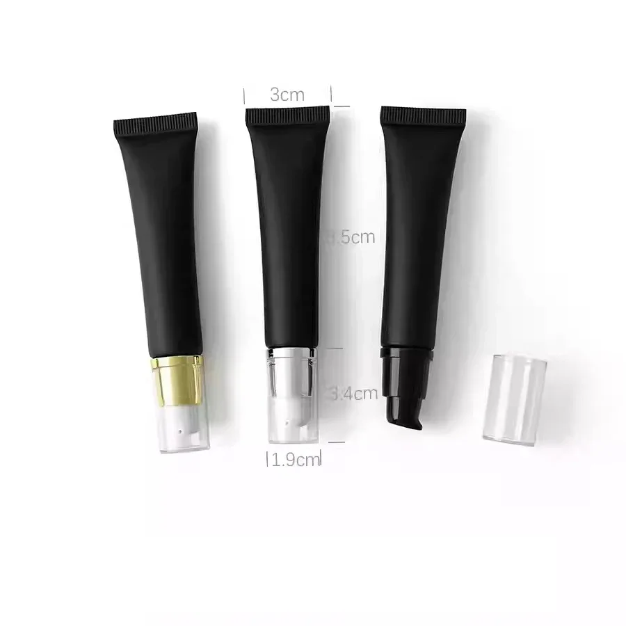 15g Matte Black Cosmetics Squeeze Bottle 15ml Lip Balm Eye Cream Essence Lotion Refillable Container Plastic Soft Tube