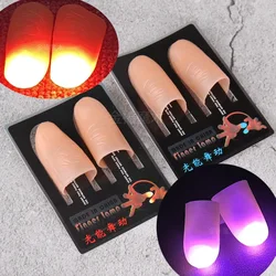 1 Pair Fake Fingers Thumbs with LED Light Battery Powered Magic Tricks Halloween Party Stage Prop Gimmick Accesory Toy for Child