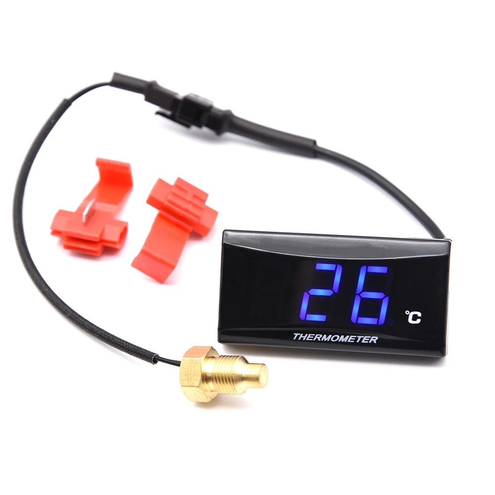 Mini Digital LED Thermometer With Brass Sensor & Water Hose Joint, High Precision Engine Temperature Meter For Scooter ATV Dirt