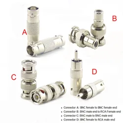 2/5/10Pcs BNC Female Connector to Female BNC Male to Male RCA Female BNC female to RCA Male Adapter Plug for System CCTV Camera
