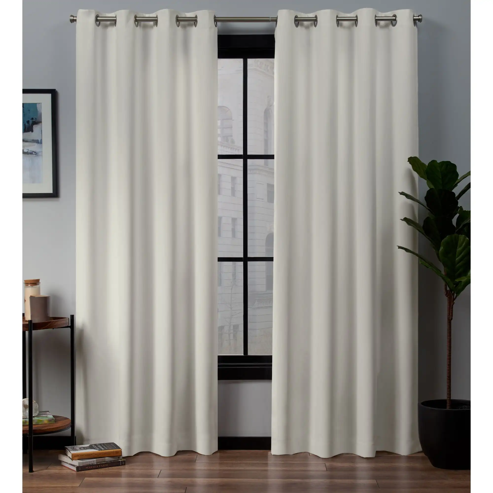 

Academy Total Blackout Grommet Top Curtain Panel Pair, 52x96, Ivory