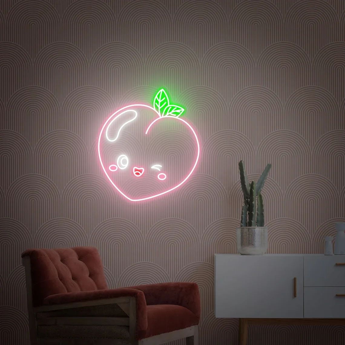 

Peach Neon Sign Smile Peach Room Fruit Sign Personalized Birthday Gifts Custom Kids Bedroom Night Sign Restaurant Liveroom