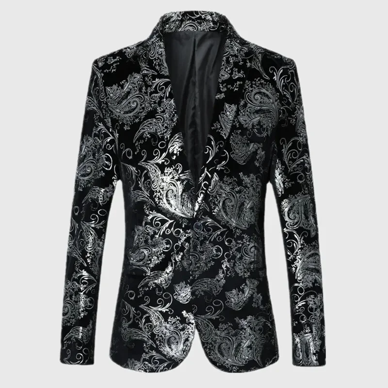 New Brand clothing Gold Susiness Blazer Trend Male Slim Suit Jacket Nightclub Hosted Party Dress Men's Leisure Suit