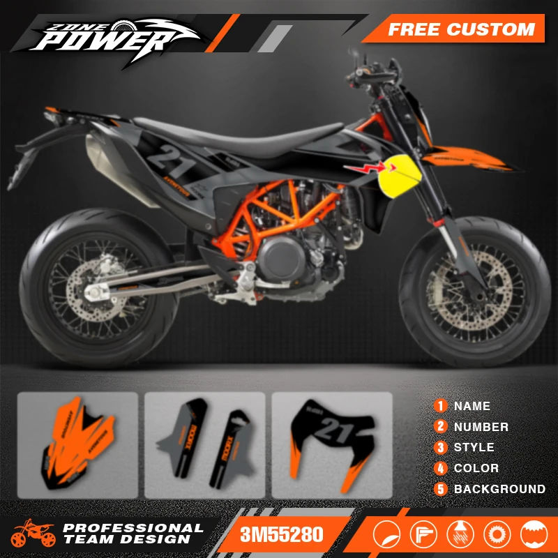 

PowerZone Custom Team Graphics Backgrounds Decals For 3M Stickers Kit For KTM 19-21 SMC-R 690 enduro Motorcycle Custom 06