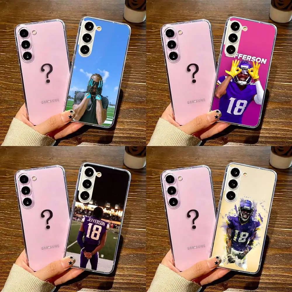 

Pro football Justin Jefferson Phone Case For SamsungS25,24,21,22,23,30,Ultra,20,Plus,Fe,Lite,Note,10,9,5G Transparent Cover