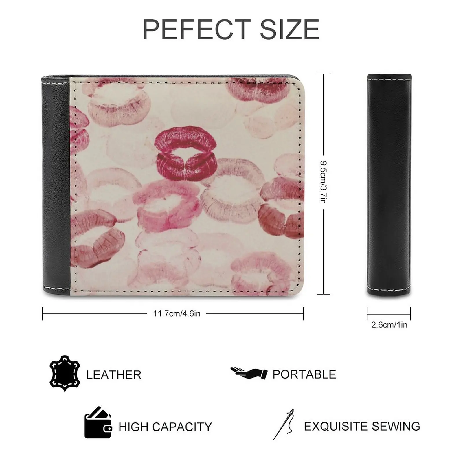 Kisses Pattern Red Pink Lipstick Aesthetic Pinterest Coquette Dollette Soft Men Wallets New Purse Credit Card Holders For Male