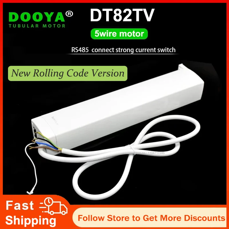 

New DOOYA DT82TV 5 Wire curtain motor 1.2N RS485/Dry Contact/RF433 Control,100-240V 50/60 HZ,Silent curtain motor for smart home