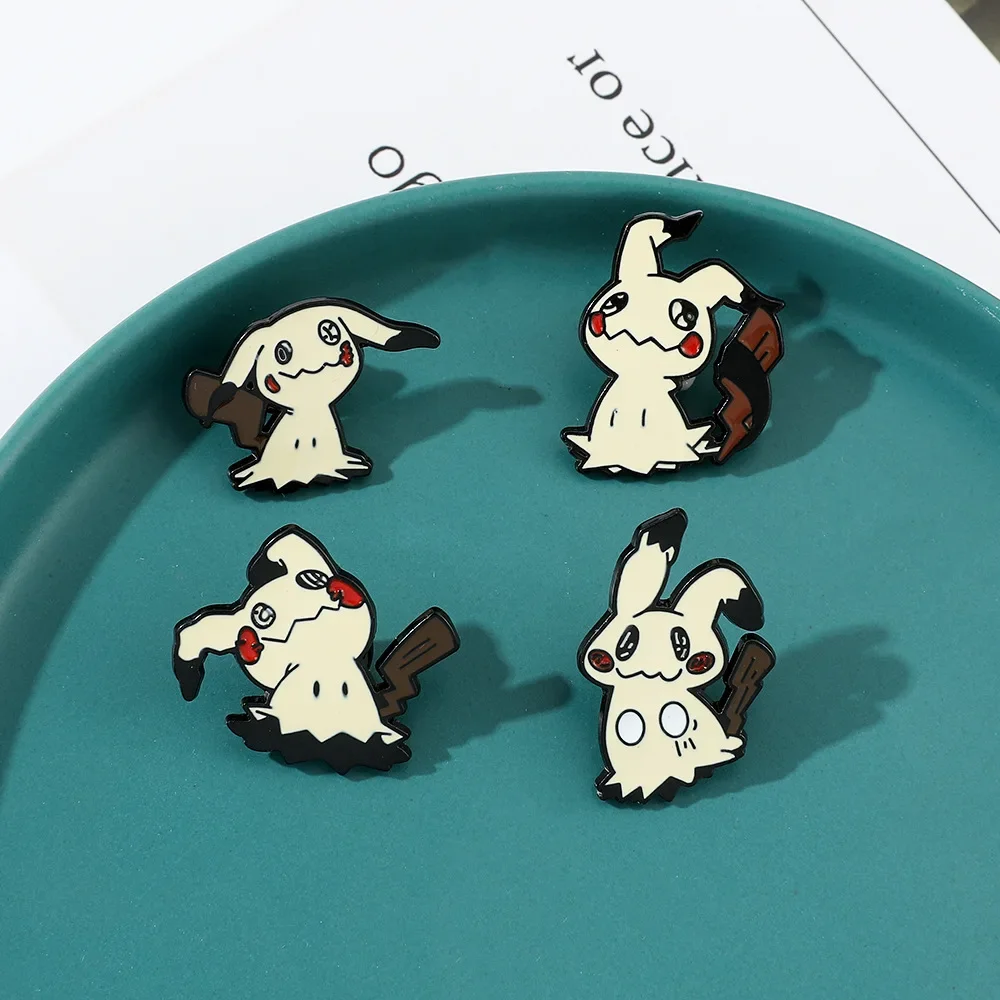 1 Set Anime Mimikyu Enamel Pins Pokemon Cartoon Pikachu Lapel Badges Manga Brooches Women Jewelry Metal Emblem Accessories Gift