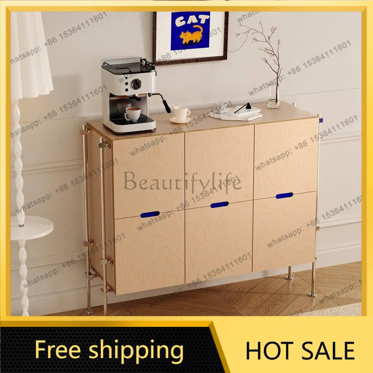 LJY Dining Cabinet Ocean Board Bucket Cabinet Log Storage Cabinet Side