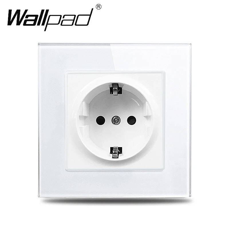 

Wallpad EU Standard Power Wall Socket 220V 16A White Tempered Glass Panel Electrical Outlets Home Improvements