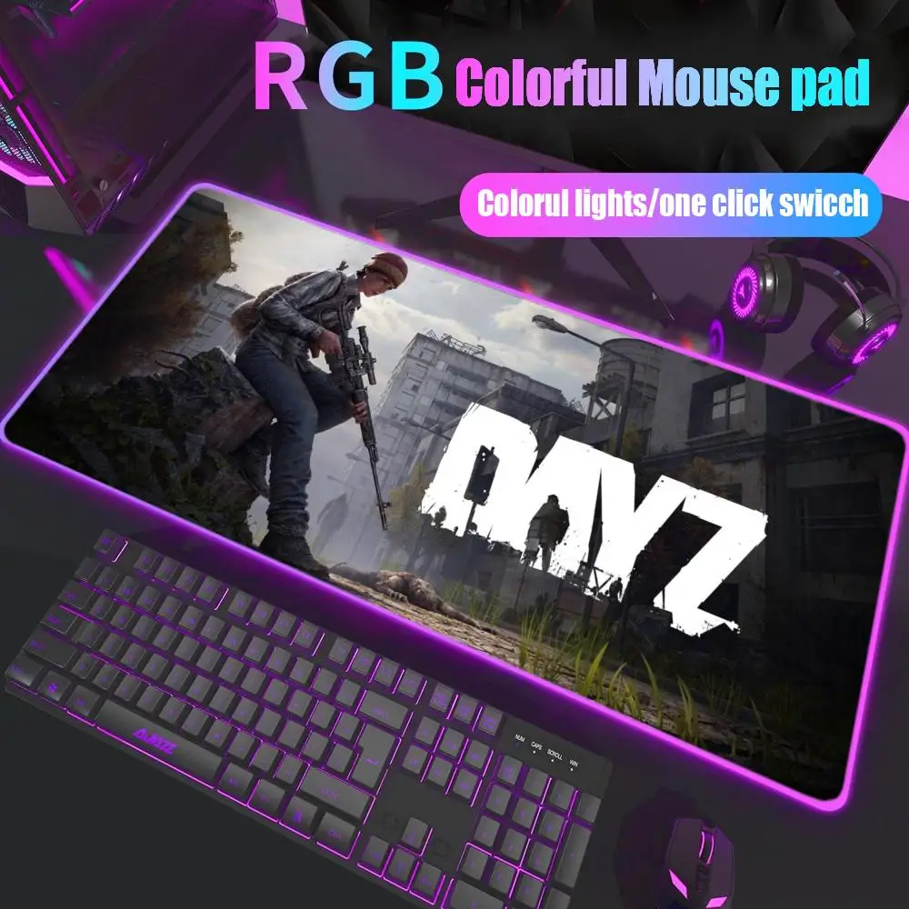

Игровой коврик для мыши Dayz, геймерский настольный коврик с RGB-подсветкой, светодиодный коврик для мыши, игровые аксессуары, настольный коврик, большой коврик для мыши с подсветкой