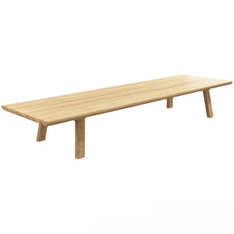 

Large long solid wood board simple casual office reception conference table and chair combination