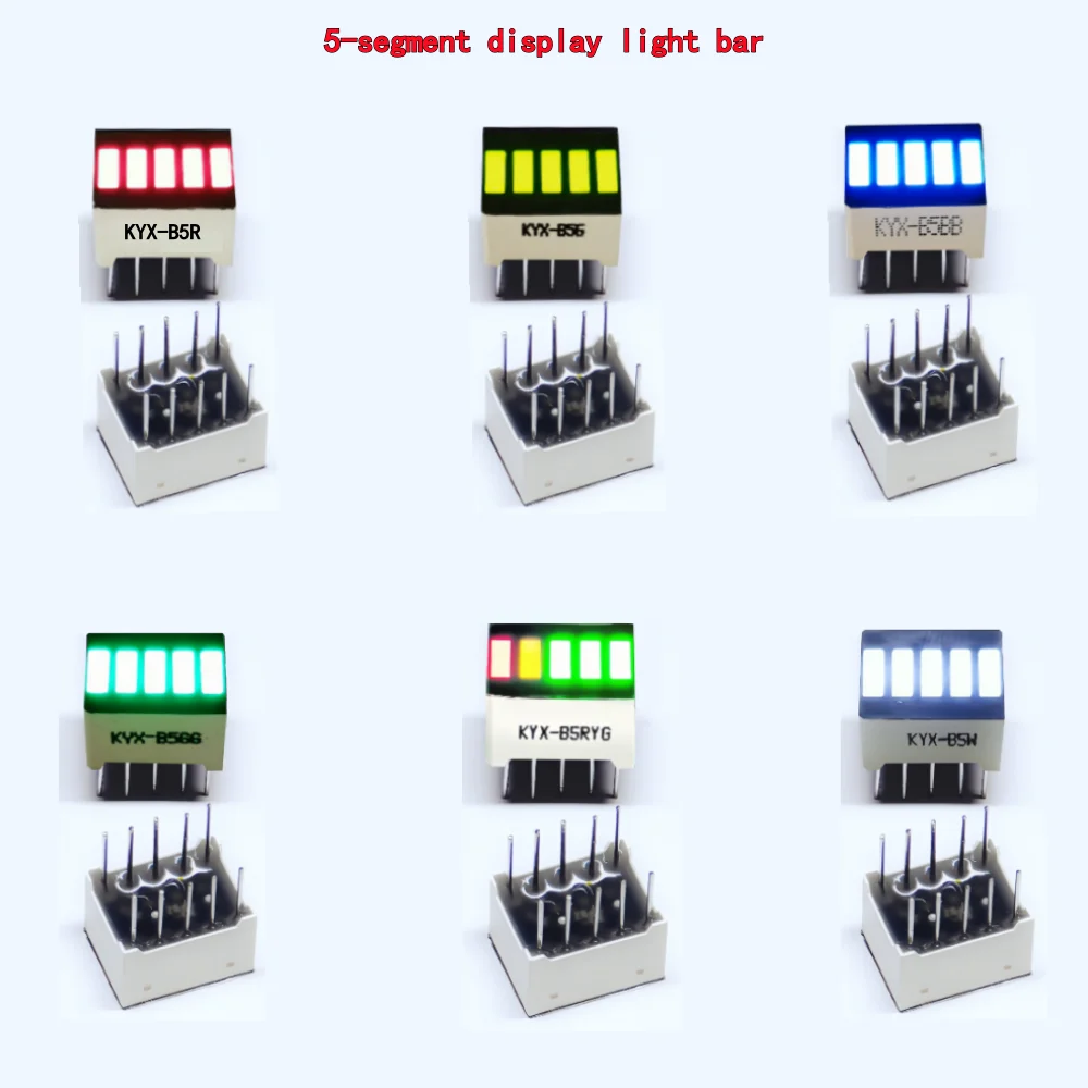10PCS 5 Segment Bar Graph LED Display Module Ultra Bright Multi-color Red Green Blue Yellow White Colors Bar-Graph Module DIY