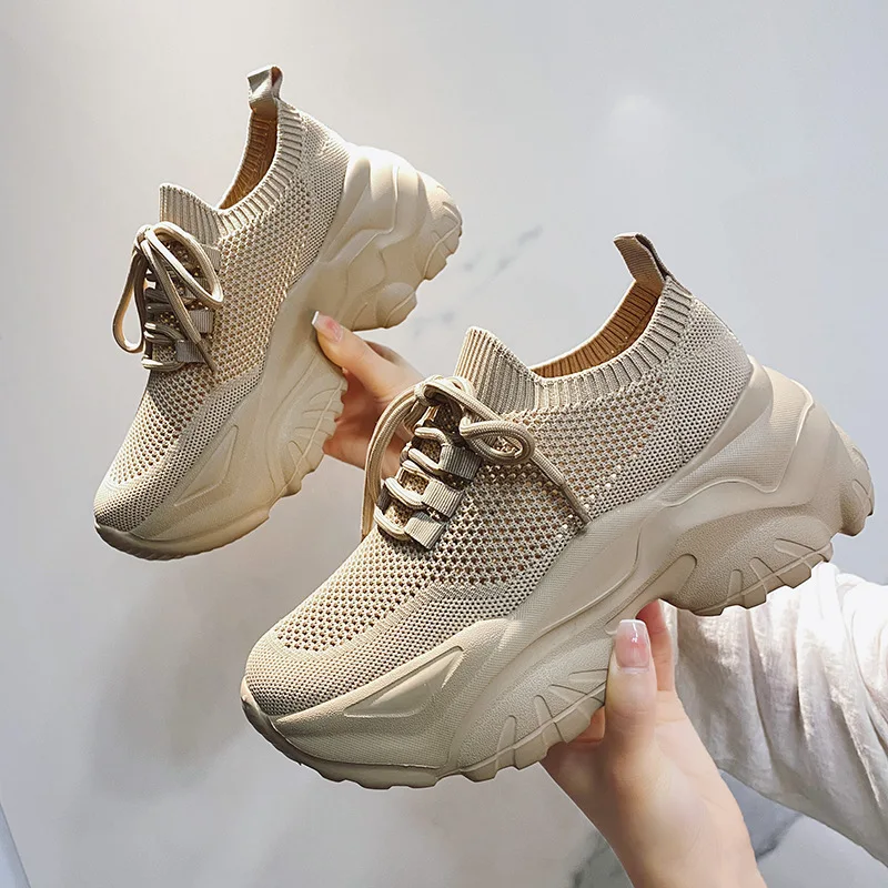 Summer New Ins Fly - knitted Shoes, Mesh - ventilated Dad Shoes, Women's Casual Sports Shoes view 2