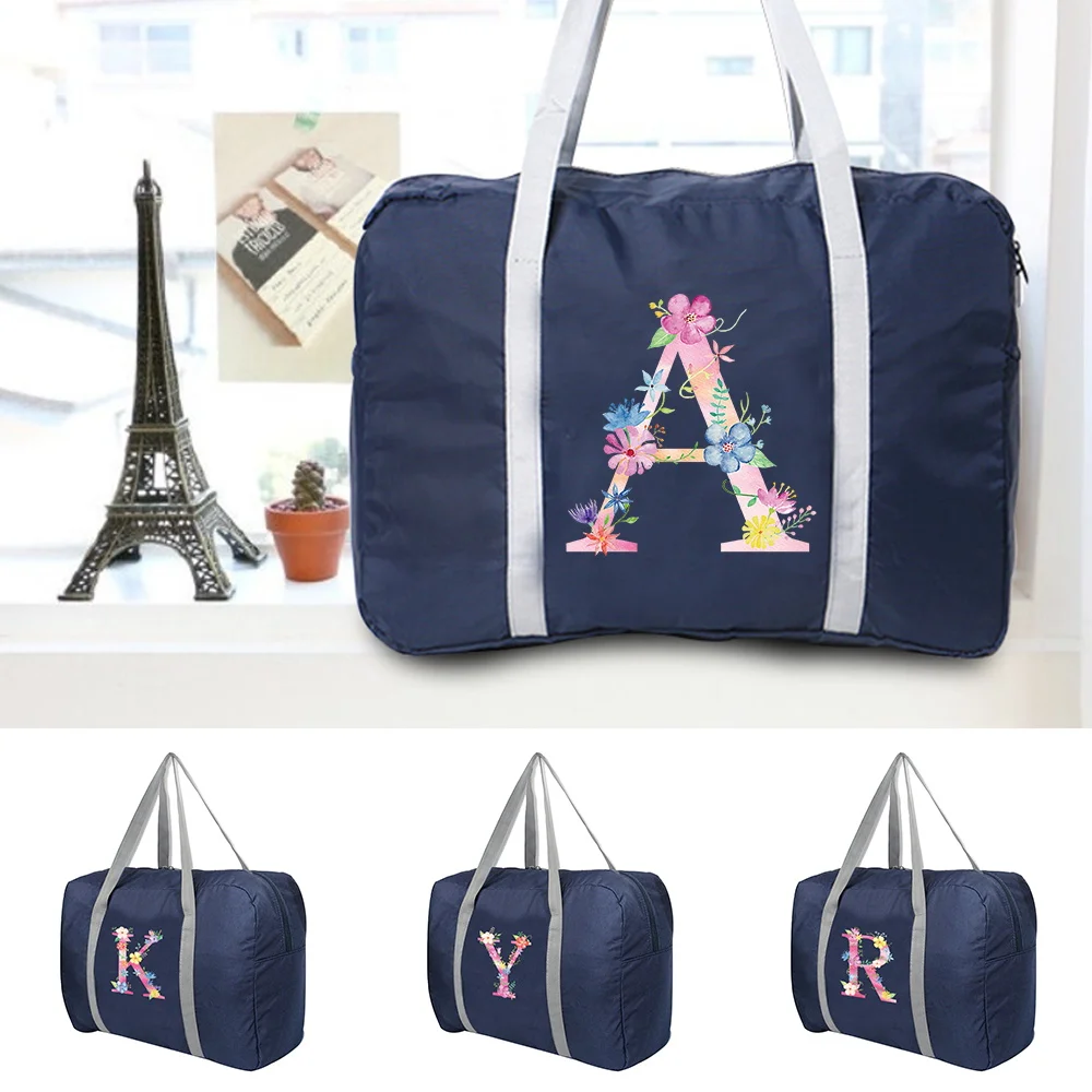 New Nylon Foldable Travel Bags Unisex Clothes Organizers Large Capacity Duffle Bag Pink Printed Women Handbags Men Travel Bag