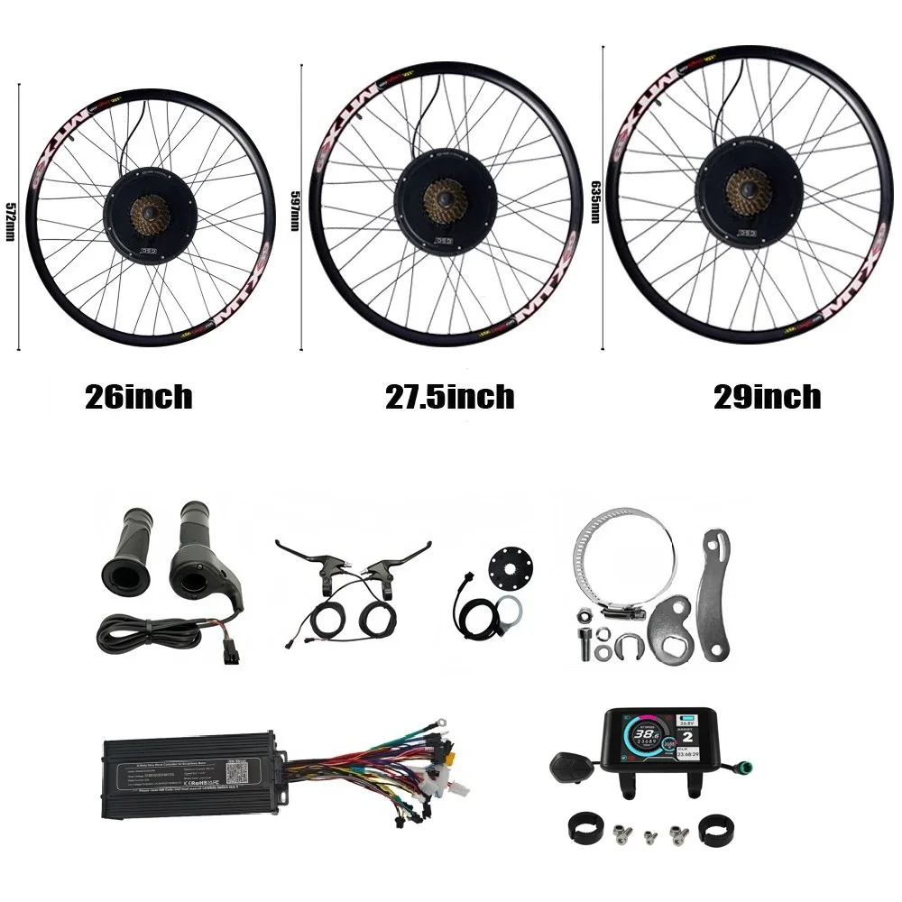 E-Bike 72V 2000W MTX39 Hinterrad-Motorkit 26" 27,5" 29" 700C Elektrofahrrad-Umrüstsatz