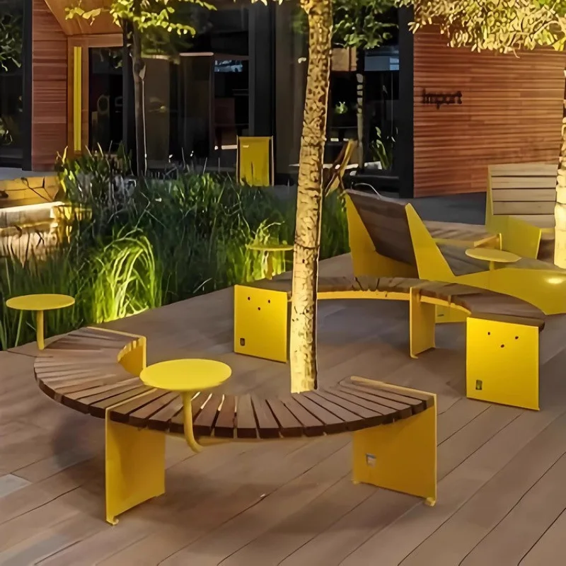 

Long chair Leisure courtyard Outdoor street Outside the park Swing rotating round stool Arc tree chair
