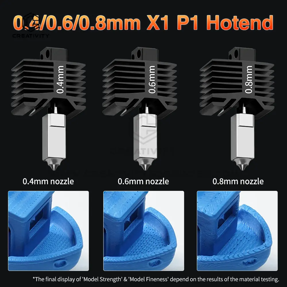 مجموعة فوهة Hotend من الفولاذ المقسى 0.4/0.6/0.8 مم من Bambu Lab لـ X1/X1C/P1P/P1S تتضمن كتلة سخان الثرمستور لمروحة التبريد #4