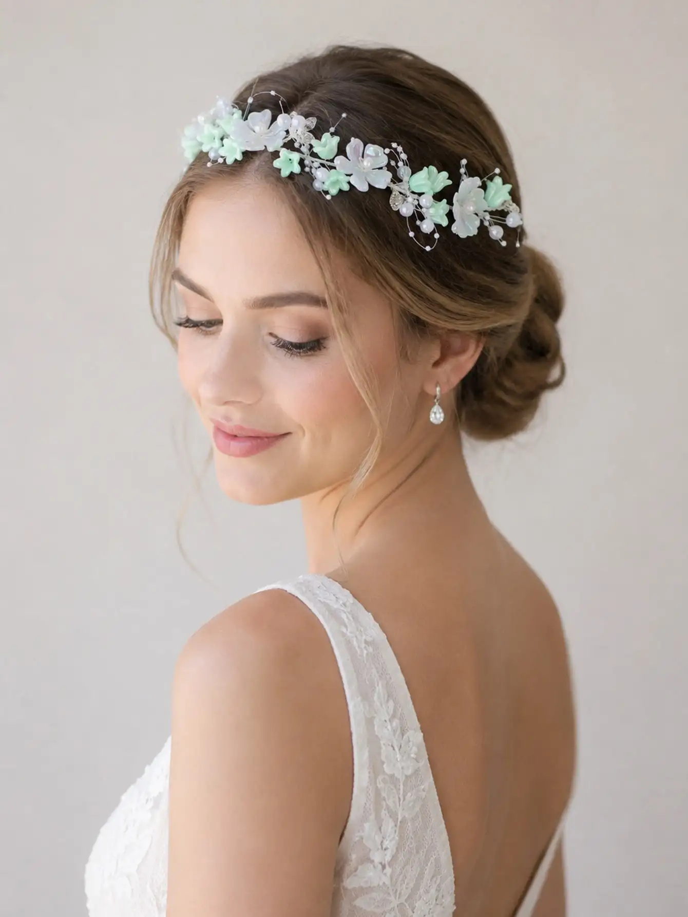 Romantic & Elegant Iridescent Butterfly & Shell Floral Headband – Beach Accessory, Bridal/Wedding, or Princess Birthday Gift view 2