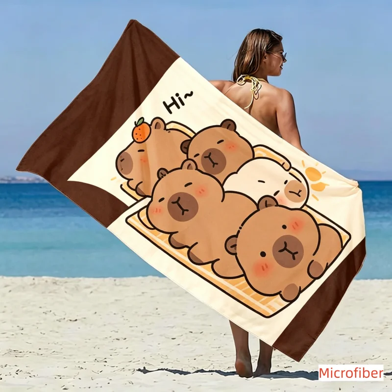 Relaxation Capybara Beach Towel Cute Cartoon Print with 