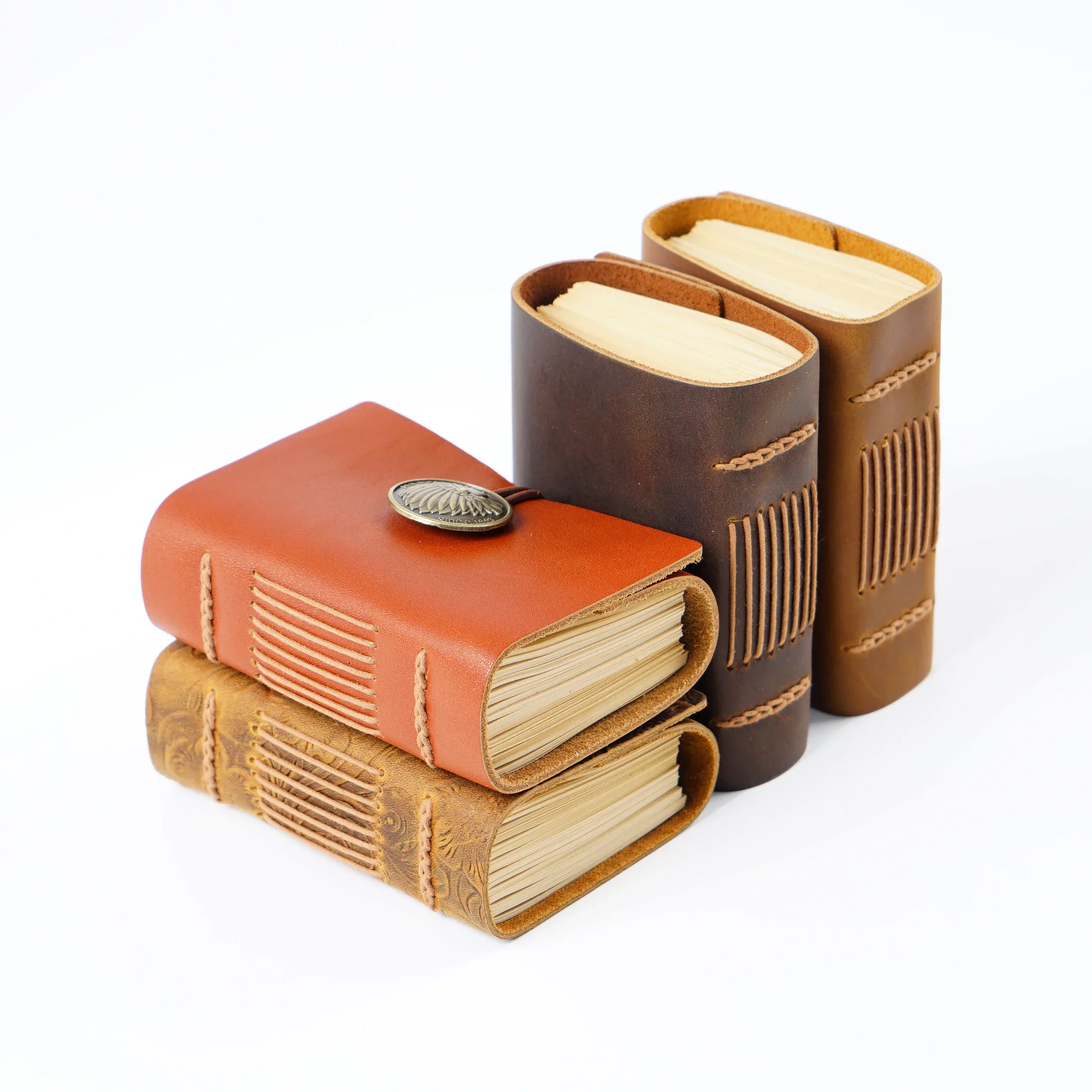 Genuine Leather Portable Notebook Diary Soft Cowhide Cover Mini Sketchbook Journals For School Office Stationery