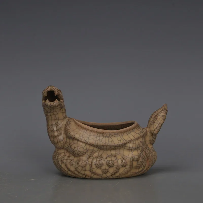 Chinese Ge Ware Yellow Glaze Dragon Pattern Brush Washer Incense Burner Handmade Porcelain Home Decor