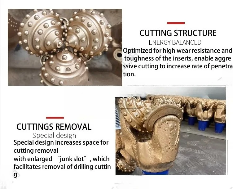 9 1/2 Tricone Rock Drilling Head Bit API Oil Rig Tricone Broca para poço de formação dura
